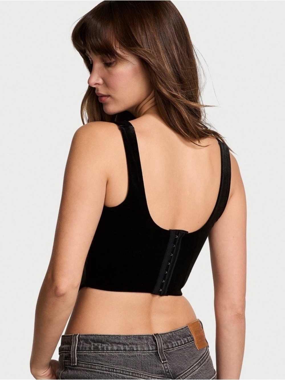 Victoria’s Secret Black Velvet with silver Star embroidered Tank Top - Picture 2 of 6